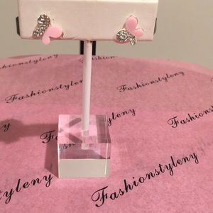Pink and Silver Stud Earrings.